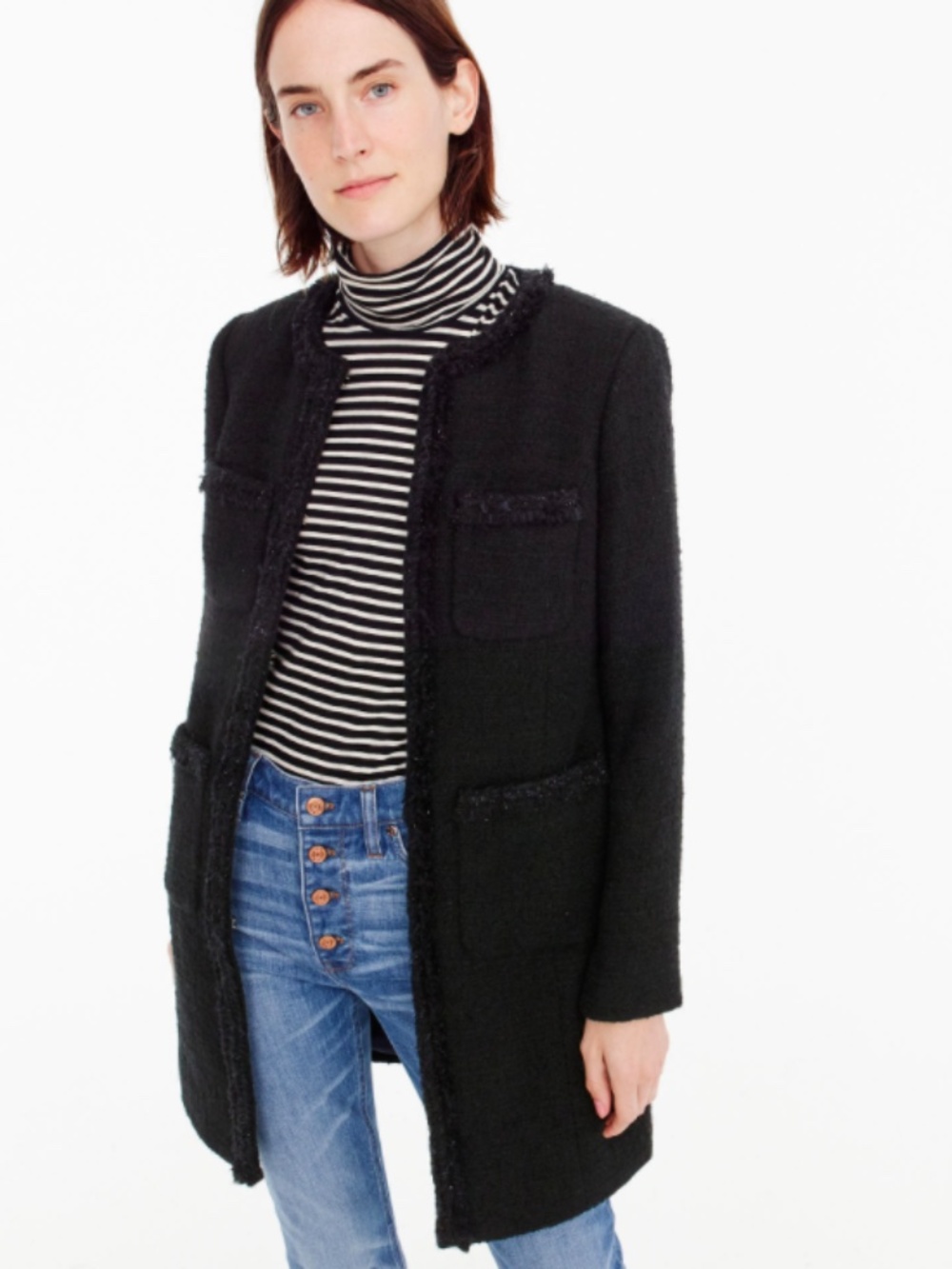 $168 Max Studio Cardigan Frayed Trim Longline Patterned Size S Women’s